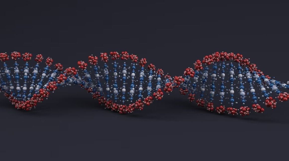 DNA molecule on a plain black background